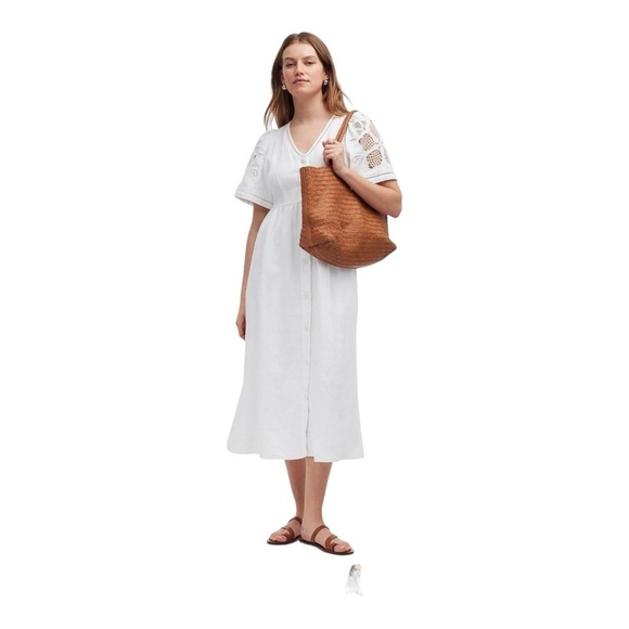 Madewell Cassie Button-Front Midi Dress in Linen NWT - Picture 1 of 8